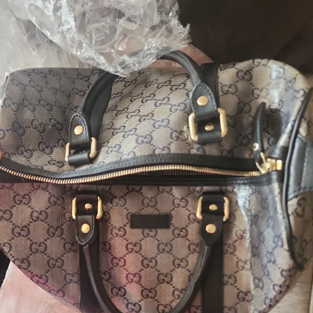 Gucci Black and Gray Speedy/Duffel Bag with Iconic Monogram - Picture 12 of 15